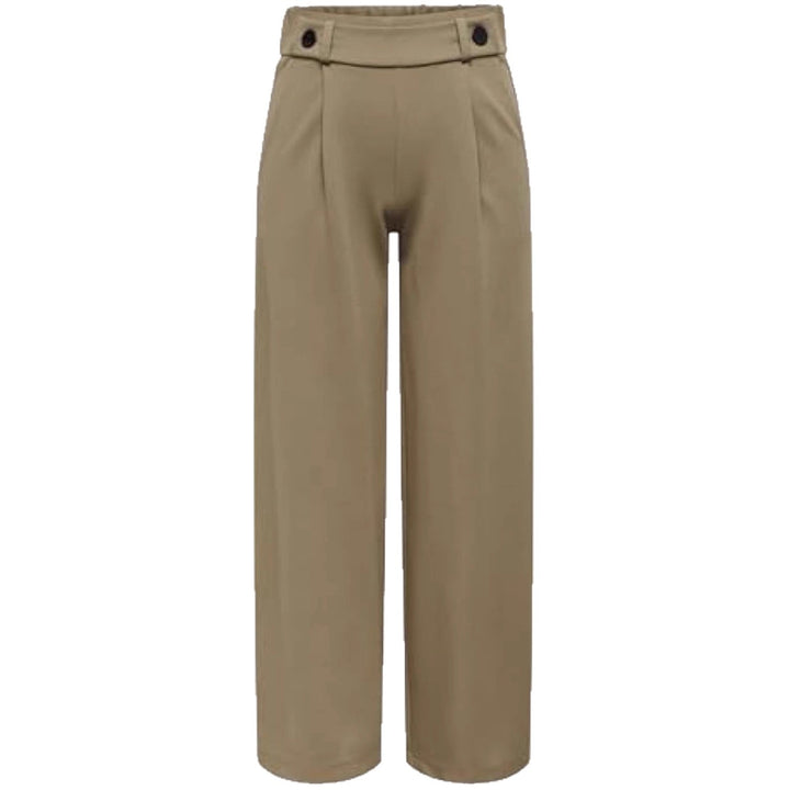 Damen High-Waist Culottehose mit Zierknopf-Bund und weitem Bein Drune