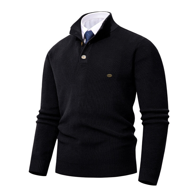 Herren Strickpullover mit Knopfdetails und modernem Stehkragen Drune