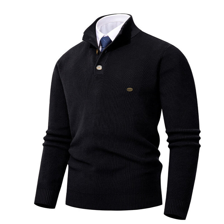 Herren Strickpullover mit Knopfdetails und modernem Stehkragen Drune