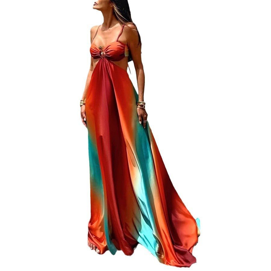 Damen Maxikleid mit verführerischem Wickeldesign und schimmernden Farbverläufen Drune