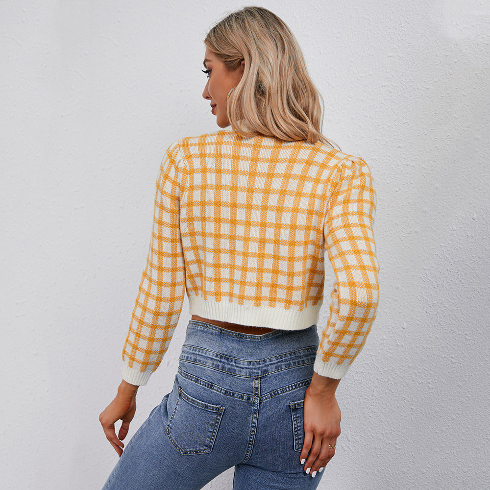Damen Kuscheliger Karo Strickcardigan Drune