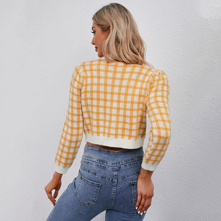 Damen Kuscheliger Karo Strickcardigan Drune