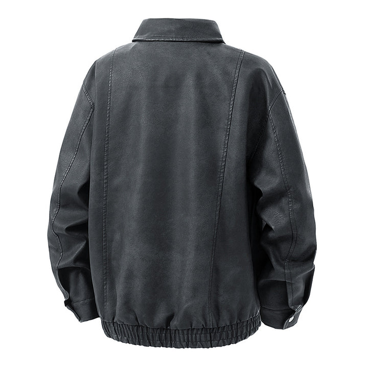 Herren legerer Lederblouson mit Reißverschluss und elastischem Saum Drune
