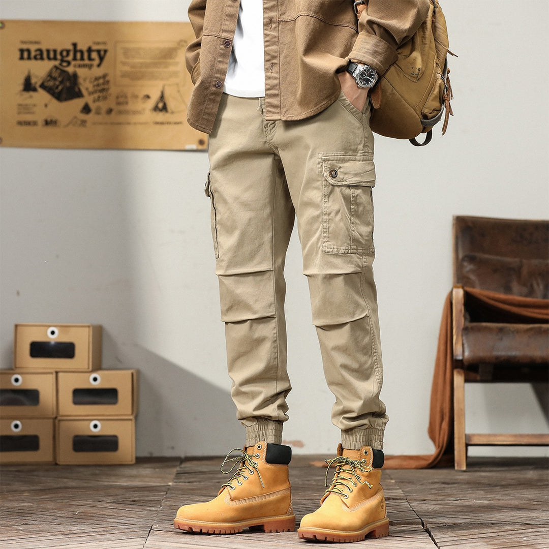 Herren Cargo-Joggerhose mit Kordelzug, Mehrfachtaschen & elastischen Bündchen Drune
