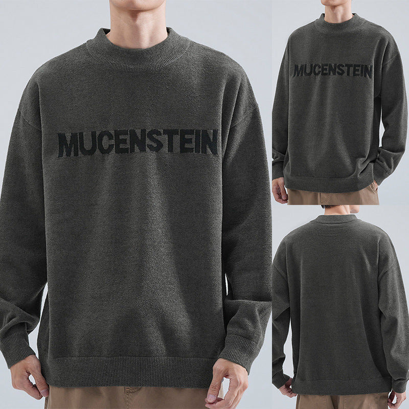 Herren Bequemer Oversized Pullover mit grafischem Schriftzug Drune