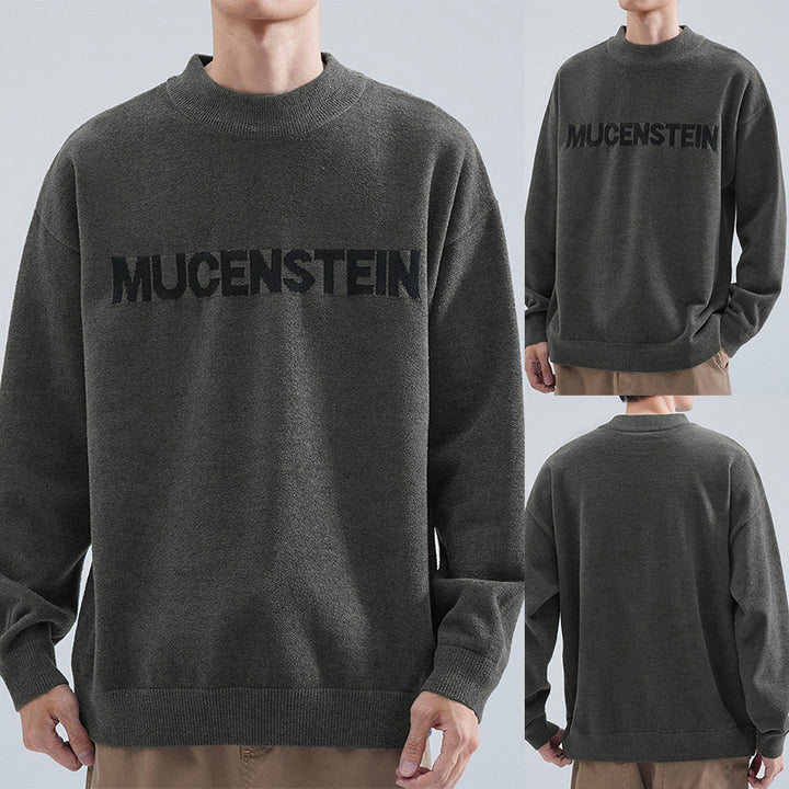 Herren Bequemer Oversized Pullover mit grafischem Schriftzug Drune