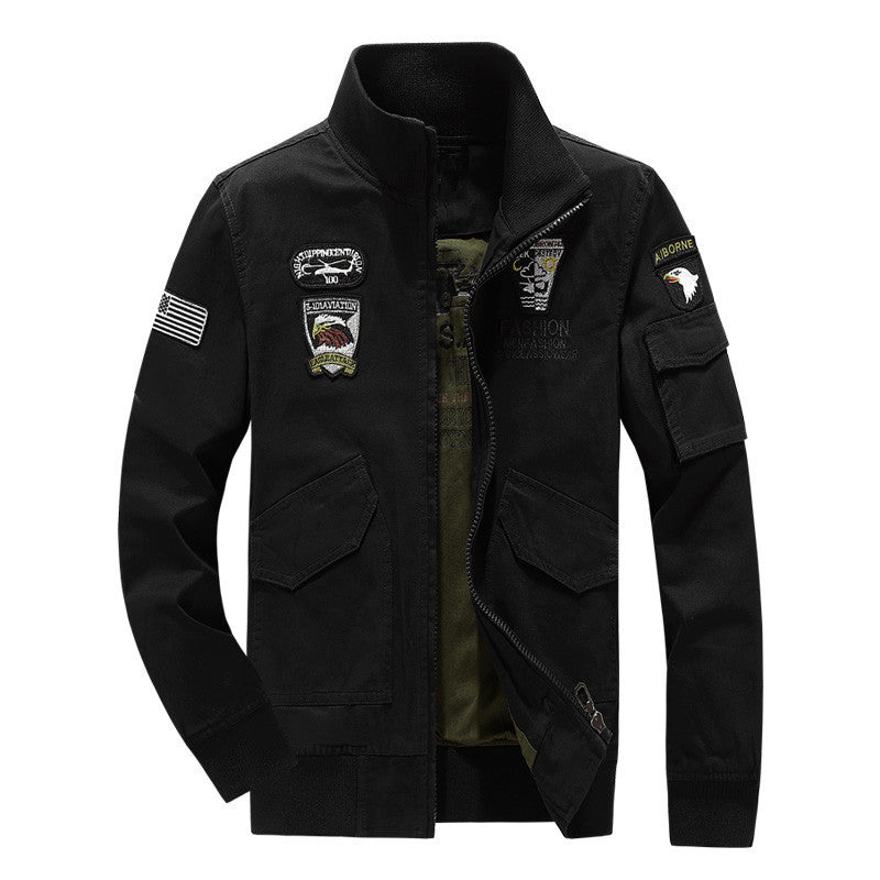 Herren Baumwoll-Canvas-Bomberjacke mit gesteppter Thermofütterung und Schulterklappen Drune