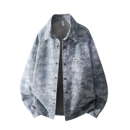 Herren Oversize-Jeanshemdjacke mit washed Effekt, Brusttasche & Druckknopfleiste Drune