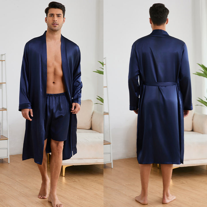 Herren Satin Morgenmantel mit luxuriösem Finish und praktischen Taschen Drune