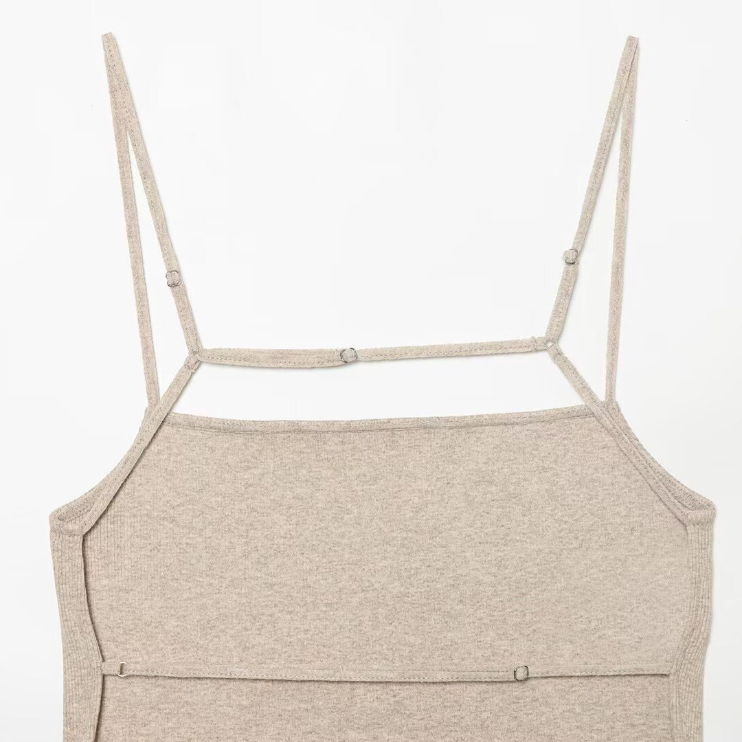 Damen Cropped Top mit zarten Trägerschnüren und funkelndem Saum Drune