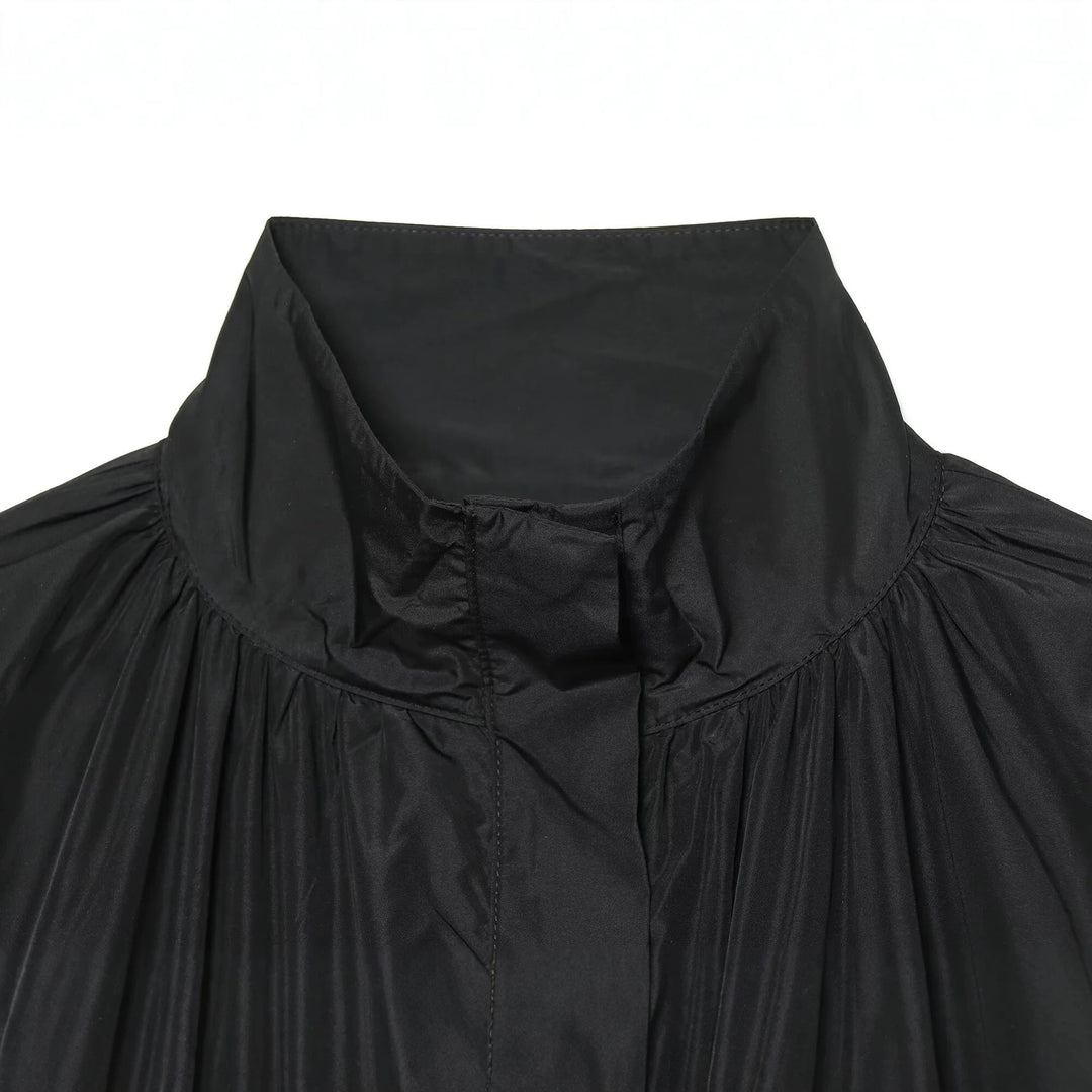Damen Oversize Regenblouson im Cocoon‑Schnitt mit hohem Stehkragen und elastischem Saum Drune