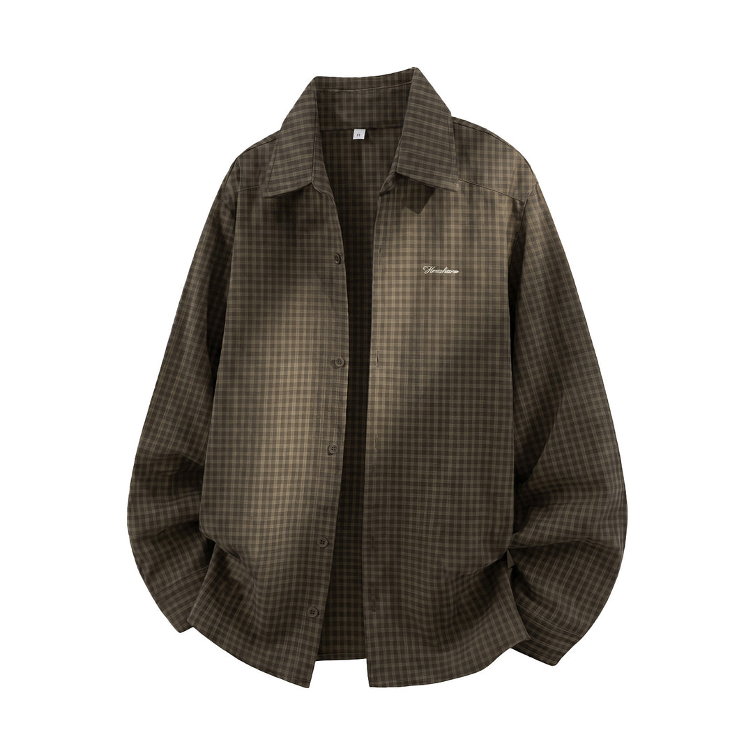 Unisex Karo-Hemdjacke im lässigen Oversize-Schnitt mit gesticktem Script-Logo Drune