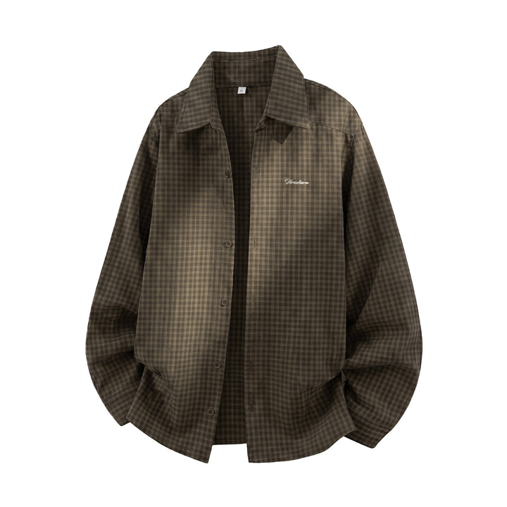 Unisex Karo-Hemdjacke im lässigen Oversize-Schnitt mit gesticktem Script-Logo Drune