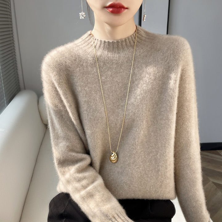 Damen Kurz-Mockneck-Pullover aus flauschigem Mohair-Mix mit kastiger Silhouette Drune
