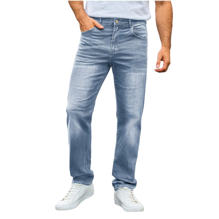 Herren nan lässige Straight-Leg-Jeans mit mittlerer Bundhöhe und Komfortstretch Drune