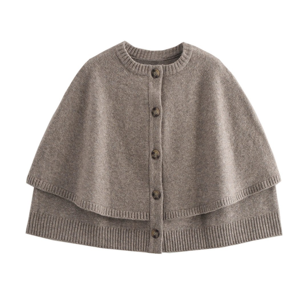 Damen weiches Strick-Cape mit Knöpfen Drune