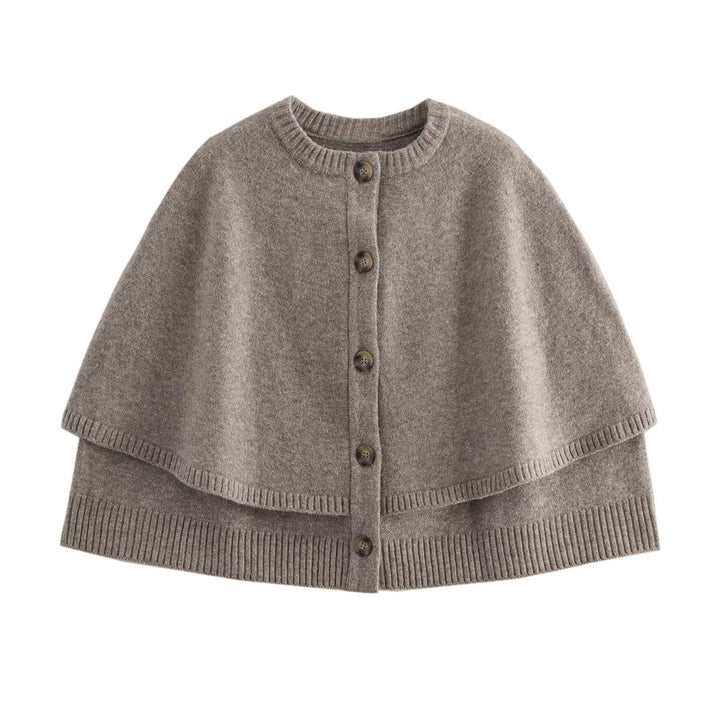 Damen weiches Strick-Cape mit Knöpfen Drune