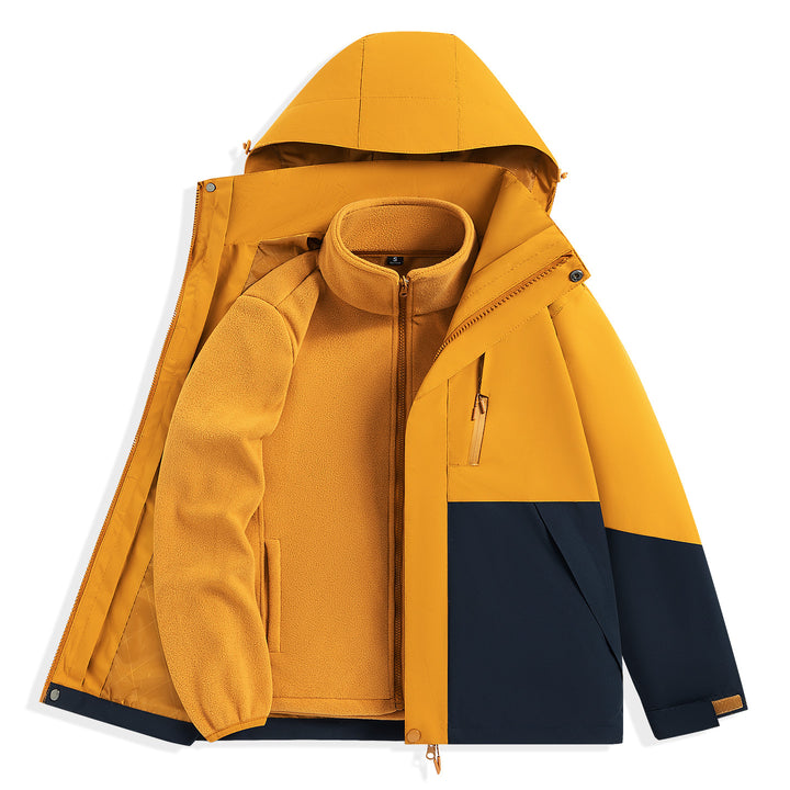 Herren zweilagiger Outdoorparka mit herausnehmbarer Fleece-Innenjacke und Kapuze Drune