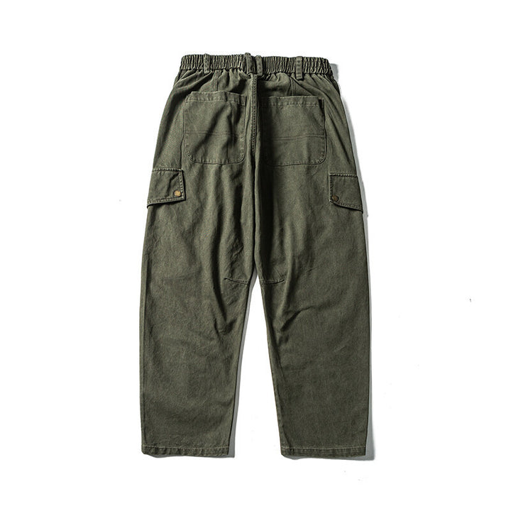 Herren Lässige Workwear-Cargohose mit Gummibund und aufgesetzten Klappentaschen Drune