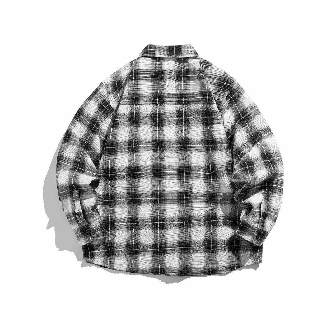 Unisex Kariertes Oversize‑Flanellhemd mit Brusttasche Drune