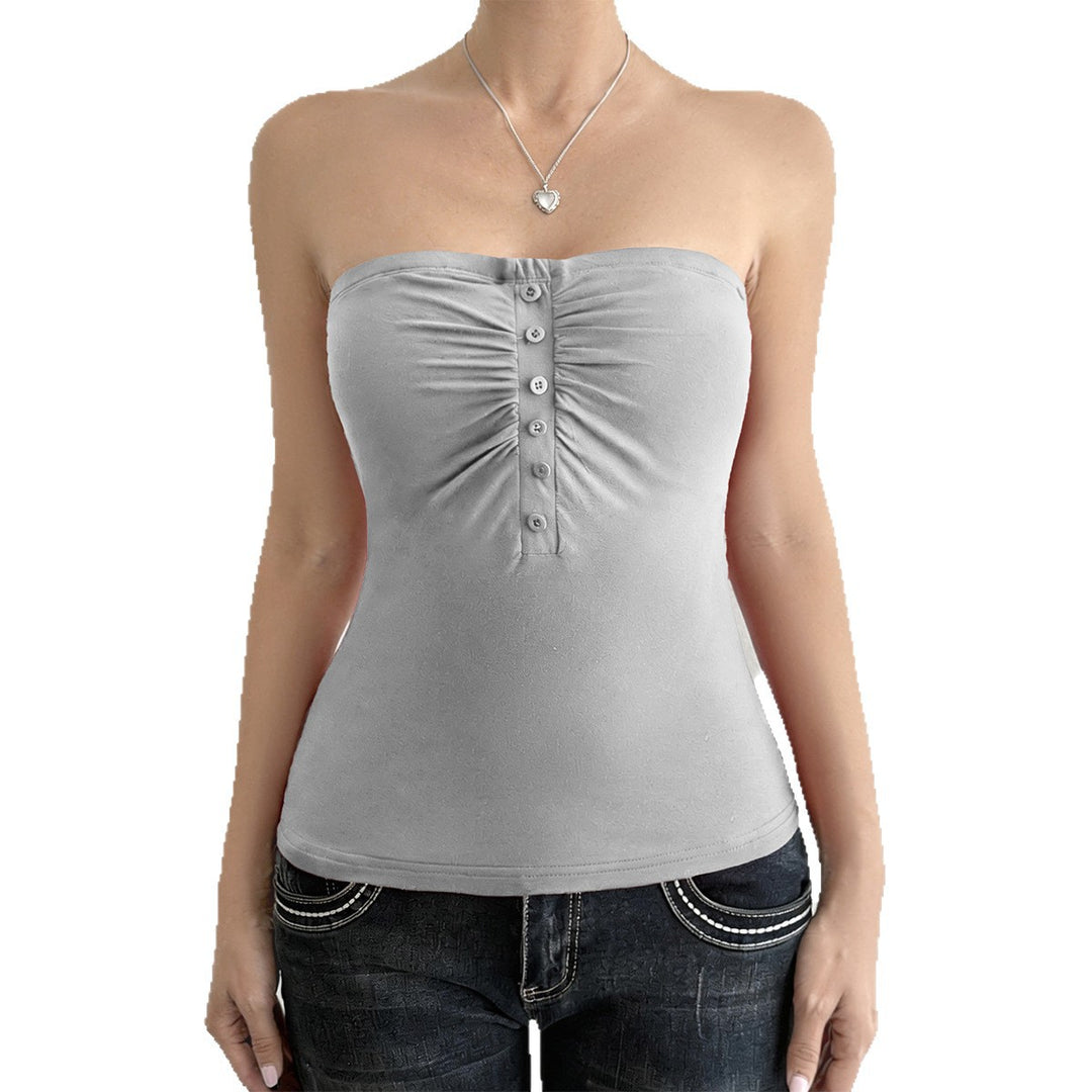 Damen Trägershirt mit Rüschendetails und Knopfverschluss Drune