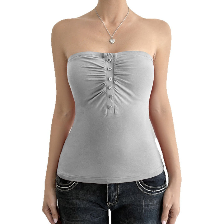 Damen Trägershirt mit Rüschendetails und Knopfverschluss Drune