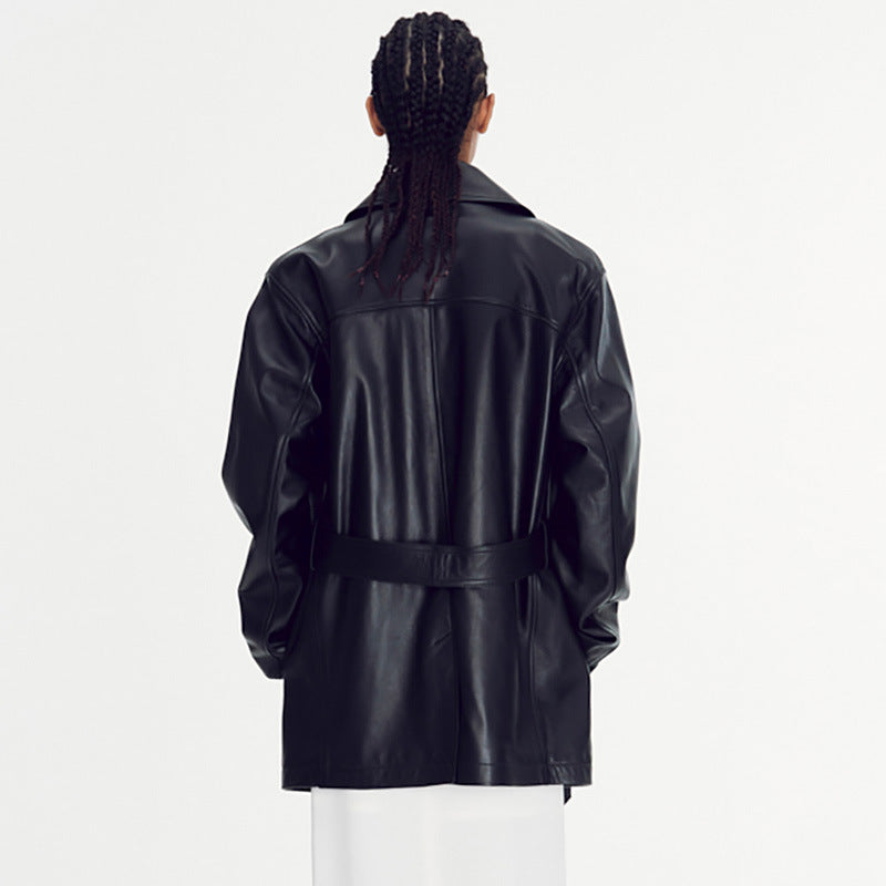 Damen oversized Kunstlederjacke Drune