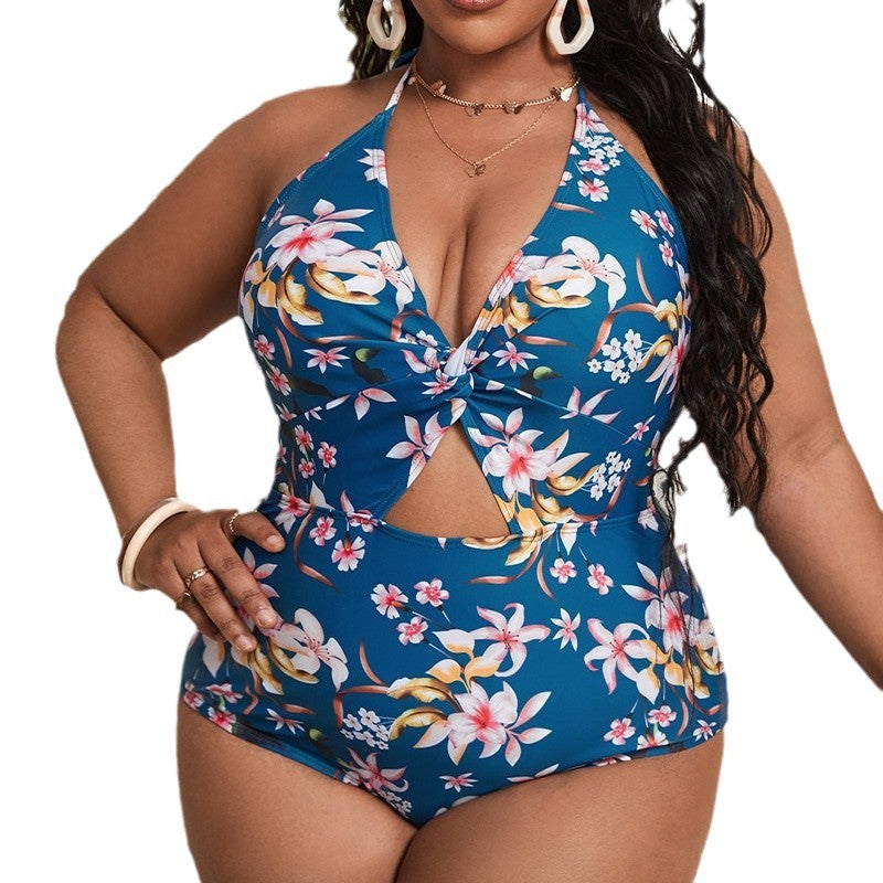 Damen Einteiler Badeanzug mit floralem Rüschendesign Drune