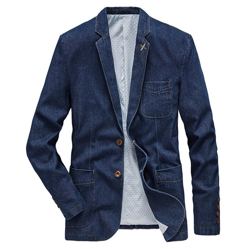 Herren Jeansblazer im smart-casual Stil mit Reverskragen und aufgesetzten Taschen Drune