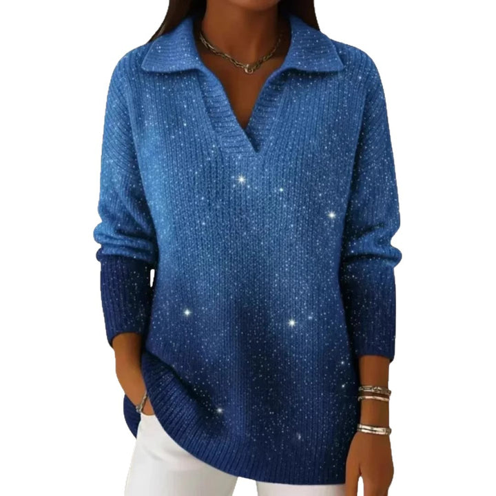 Damen Modischer Strickpullover mit V-Ausschnitt