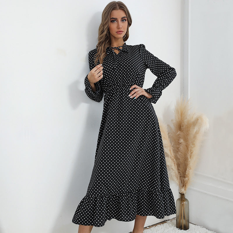 Damen Elegantes Midikleid mit Punktmuster Drune