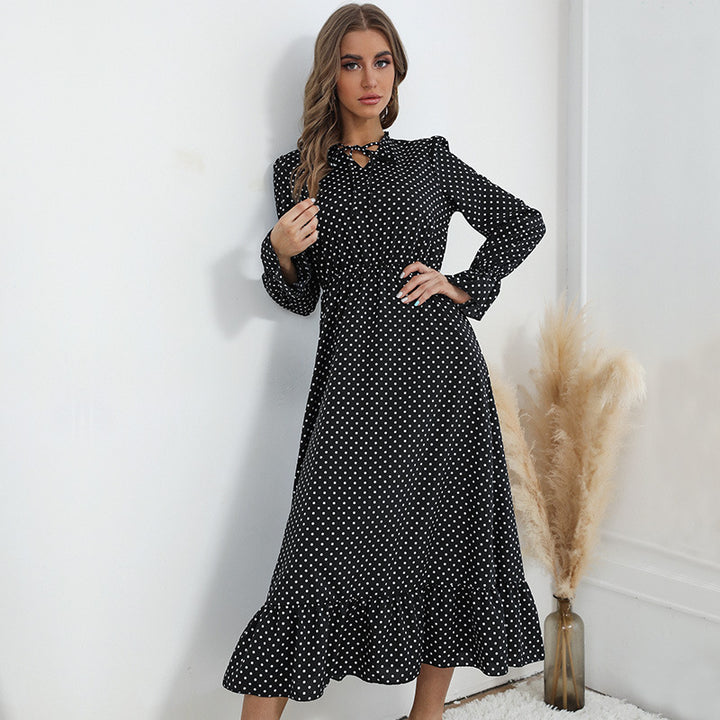 Damen Elegantes Midikleid mit Punktmuster Drune