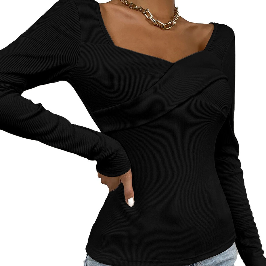 Damen figurbetonter Ripp-Body mit quadratischem Ausschnitt und Drapé-Bustier Drune