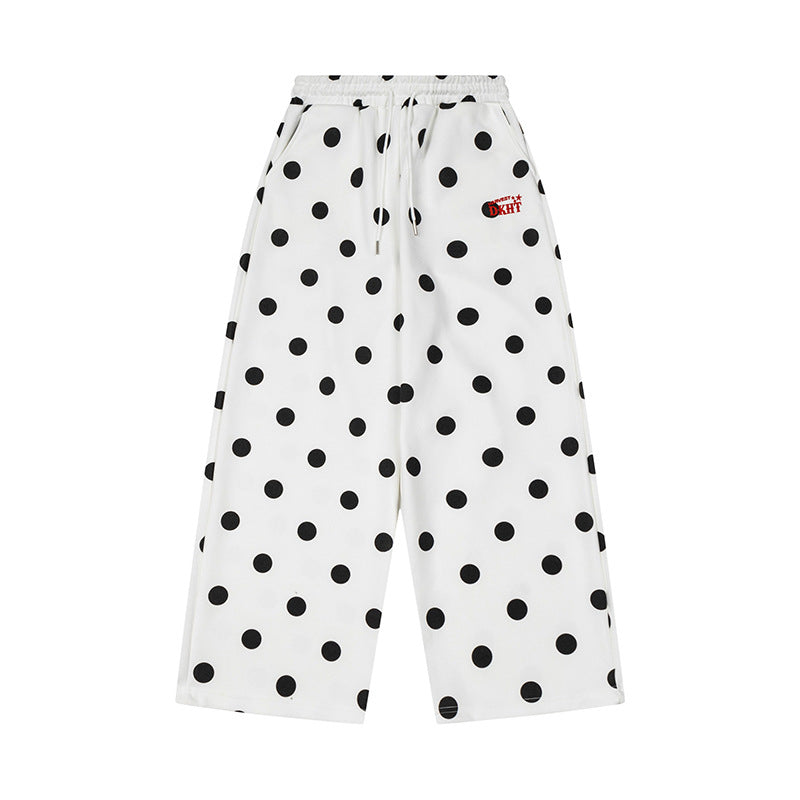 Damen Weite Culotte-Sweathose mit elastischem Komfortbund und Polka-Dot-Print Drune