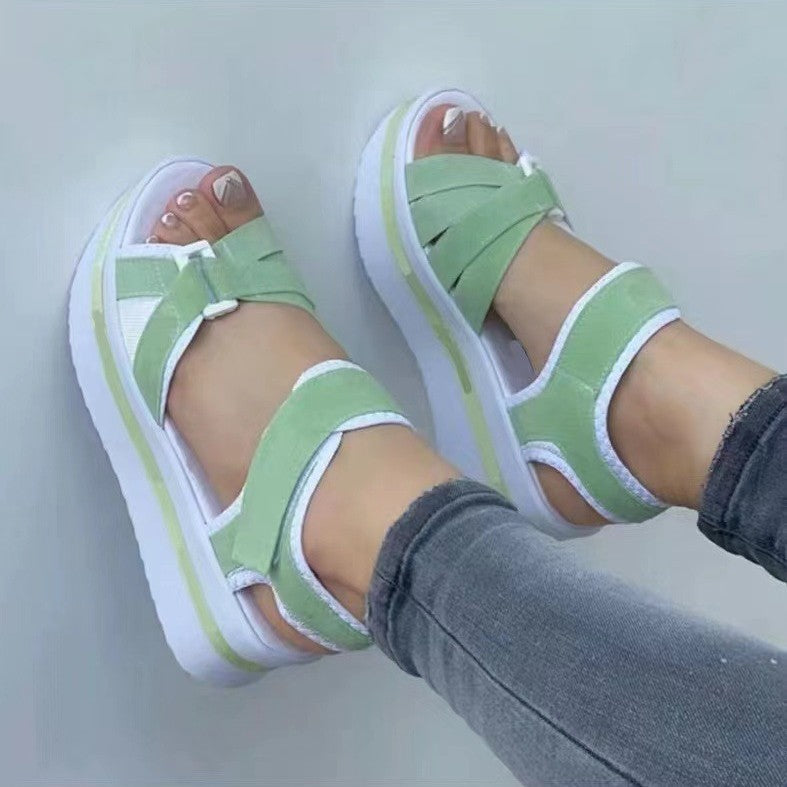 Damen  sportliche Keil-Sandalen mit verstellbaren Klettverschlüssen und gepolstertem Komfort-Fußbett Drune