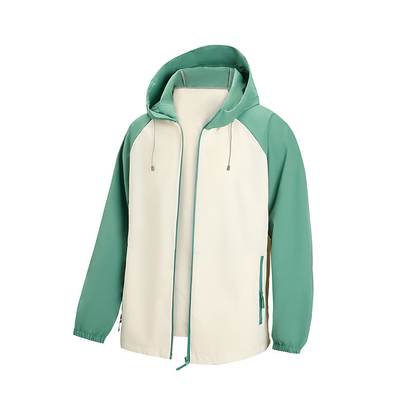 Herren Leichte Kapuzen‑Windbreaker‑Jacke mit Raglanärmeln, Zwei-Wege‑Reißverschluss und verdeckten Reißverschlusstaschen Drune
