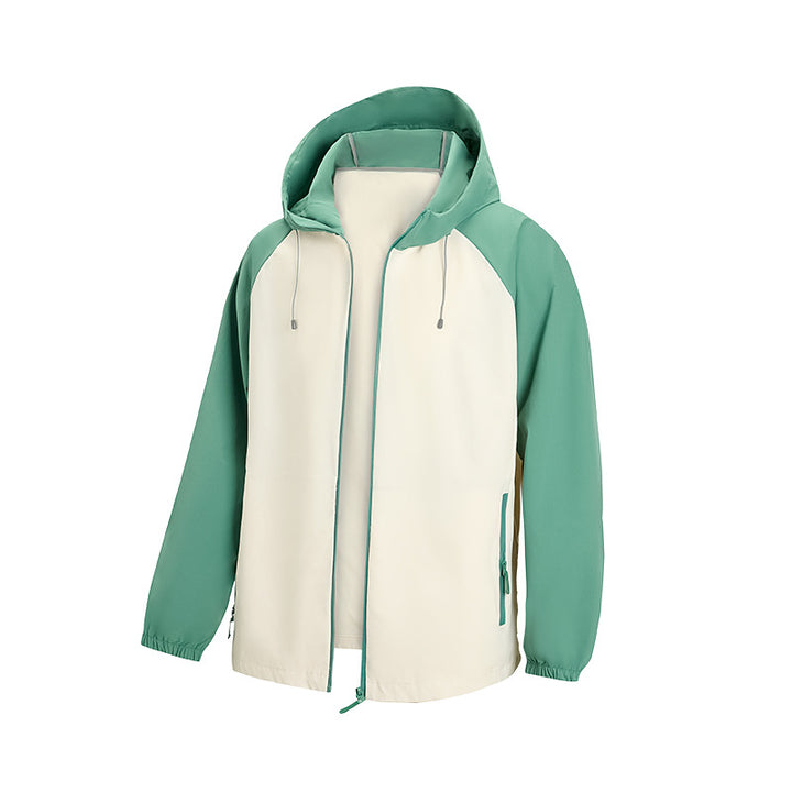 Herren Leichte Kapuzen‑Windbreaker‑Jacke mit Raglanärmeln, Zwei-Wege‑Reißverschluss und verdeckten Reißverschlusstaschen Drune