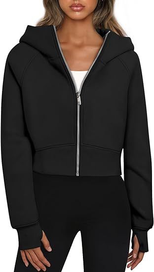 Damen cropped Kapuzenjacke mit Reißverschluss Drune