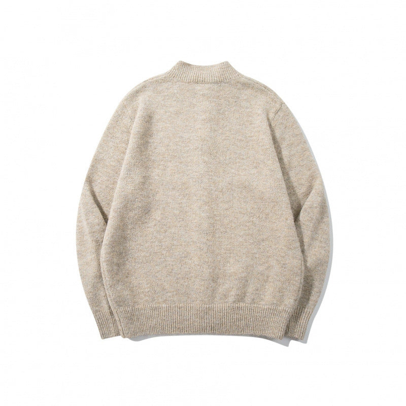 Unisex Boxy-Mohair‑Mix‑Cardigan mit halbhohem Kragen und durchgehender Knopfleiste Drune