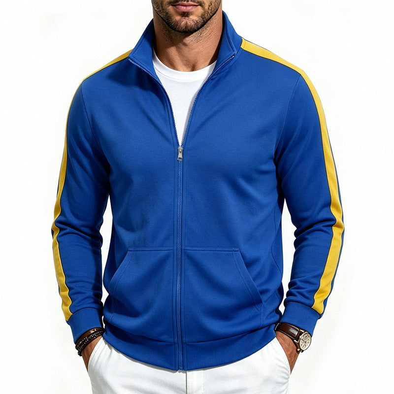 Herren Athletische Trainingsjacke mit durchgehendem Reißverschluss und kontrastierter Schulterstreifen Drune