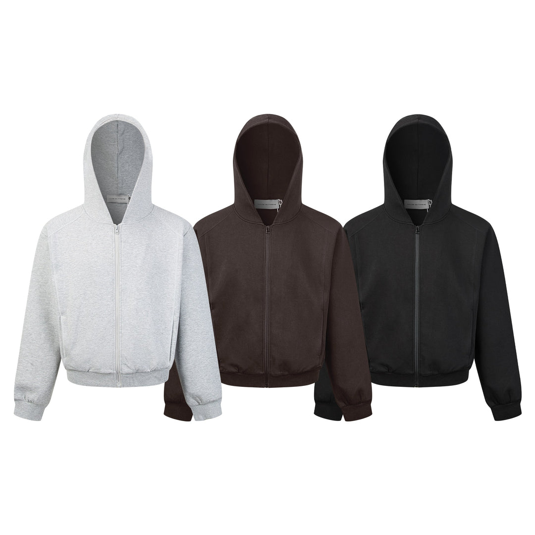 Unisex Kapuzen-Sweatjacke mit durchgehendem Reißverschluss und geripptem Bund Drune