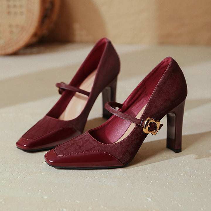 Damen elegante Mary Jane Pumps mit robustem Blockabsatz Drune