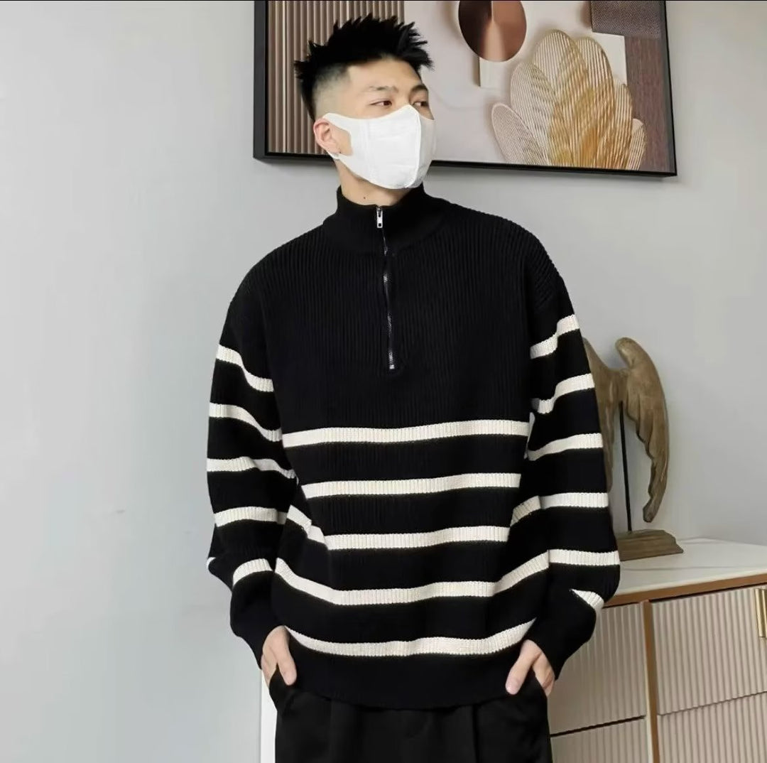 Herren Modischer Pullover mit Stehkragen und Reißverschluss Drune