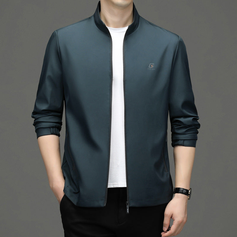 Herren sportliche Zip-Jacke mit modernem Stehkragen und funktionalen Reißverschlusstaschen Drune
