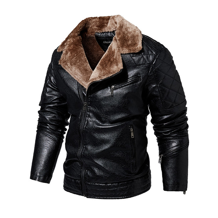 Herren Robuste Lederjacke mit Teddyfutter Drune