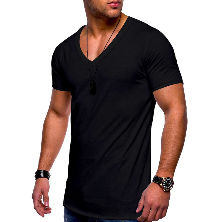 Herren nan V-Ausschnitt T‑Shirt aus feinem Jersey mit schmaler Silhouette und flachen Nähten Drune
