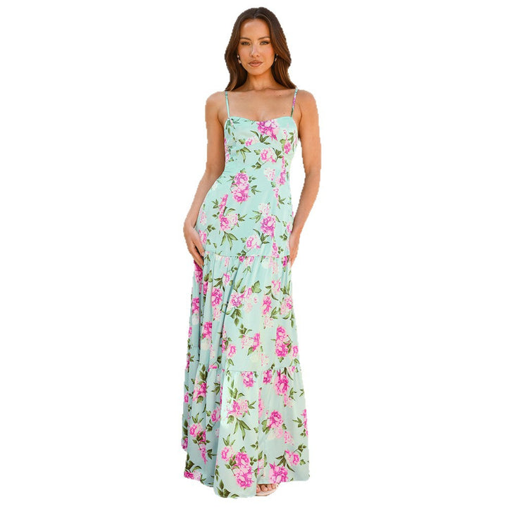 Damen Traumhaftes Maxikleid mit Blumenmuster und Rüschendetails Drune