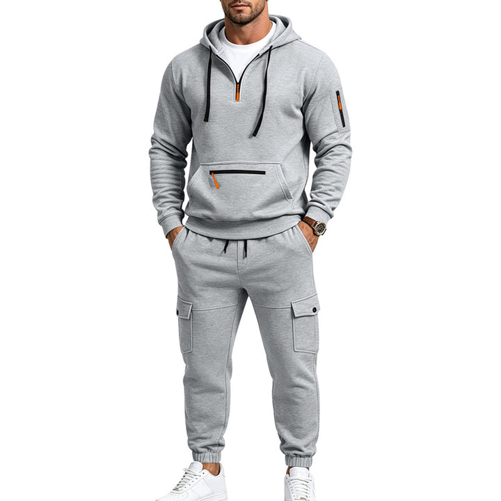 Herren Kapuzen-Sweatset mit Halbzip, Cargo-Jogger und Utility-Taschen Drune