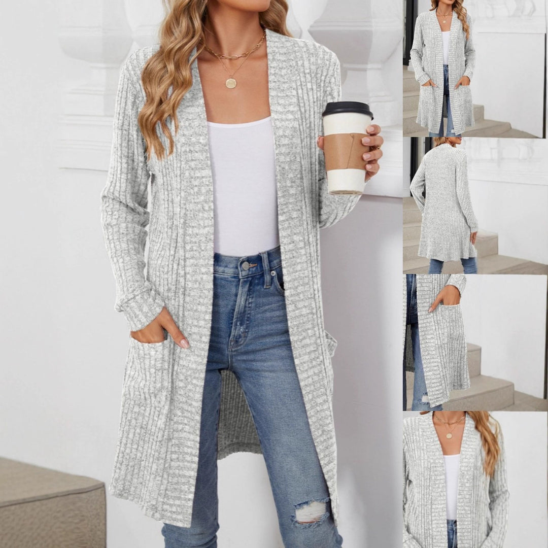Damen Longcardigan aus geripptem Chenille mit aufgesetzten Taschen Drune