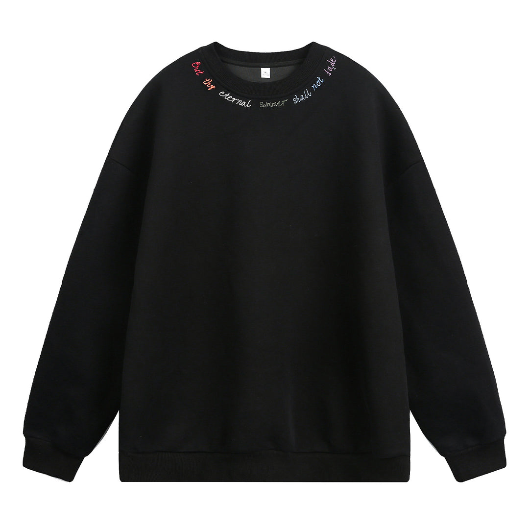 Unisex Oversize Sweatshirt mit bunter Halsstickerei und schwerer French‑Terry‑Qualität Drune